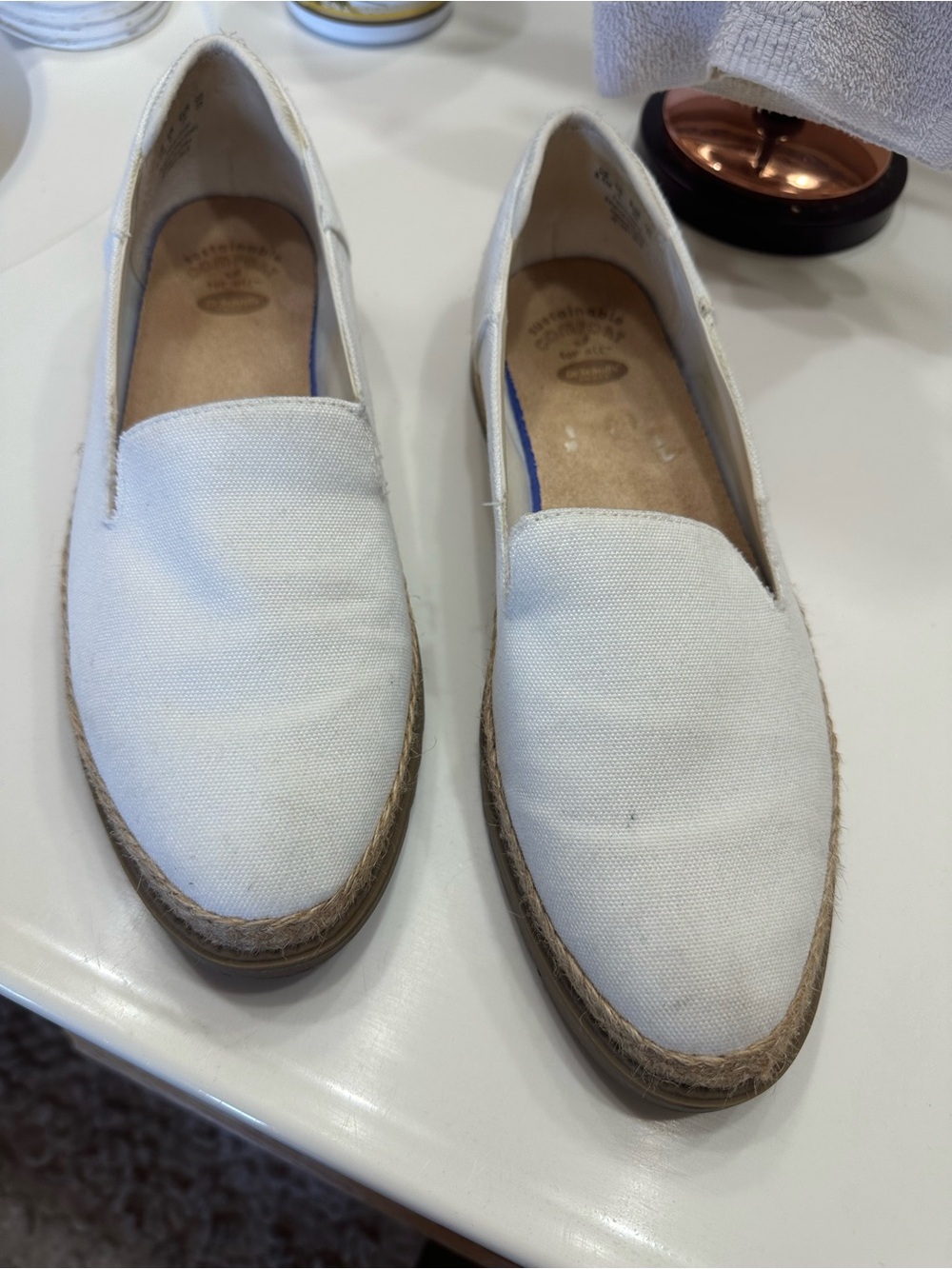 Dr. Scholl's White Canvas Espadrille Flats